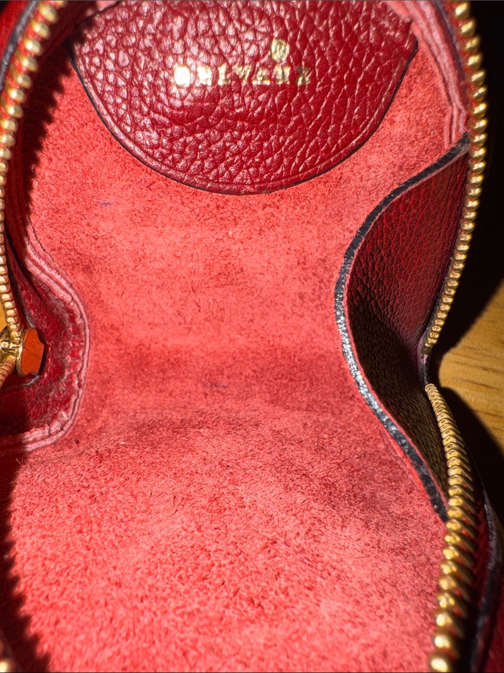 Delvaux vintage Red Grained Leather Half-Moon Coin Purse Pouch 💎 pristine - Picture 2 of 5